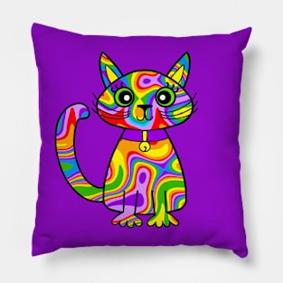 Cute Rainbow Cat Pride Colors Pillow