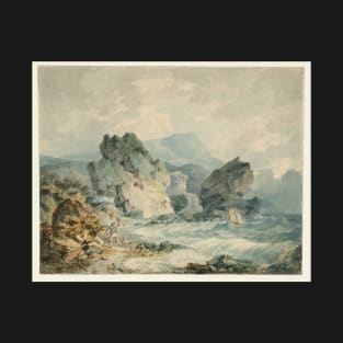 A Bay on a Rocky Coast, with a Man Running, 1792-93 T-Shirt