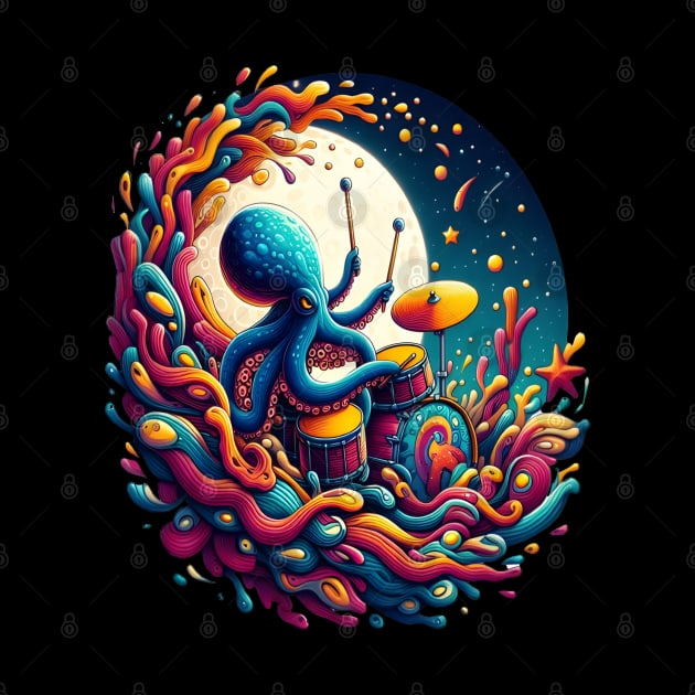 Moonlit Melodies Octopus Drummer by coollooks