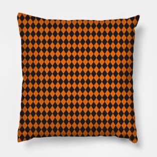 Halloween Black and Orange Argyle Pattern Diamond Checks Pillow