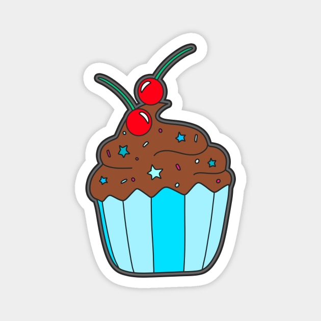 Chocolate Cupcake Magnet by Kelly Louise Art