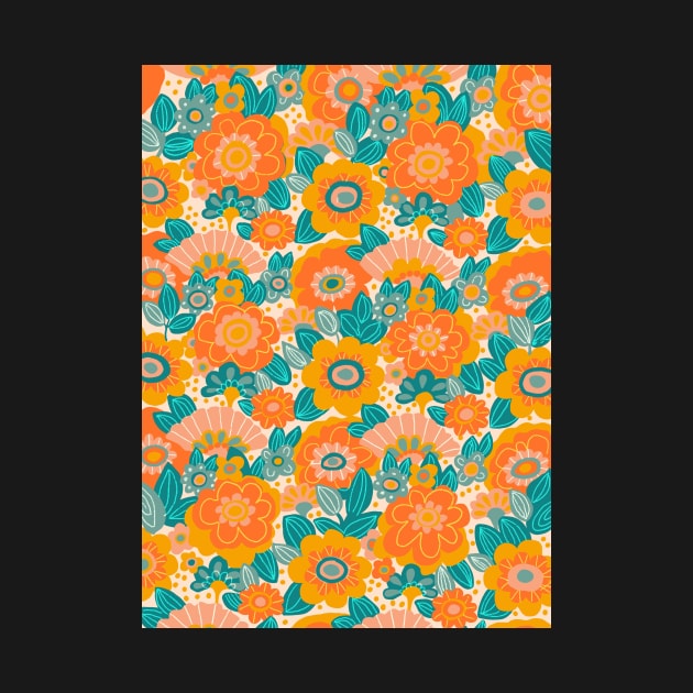 Orange Floral Print by Gigi Rosado