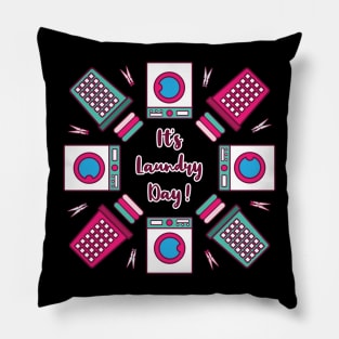 It's Laundry Day Mandala | Green Pink | Black Pillow