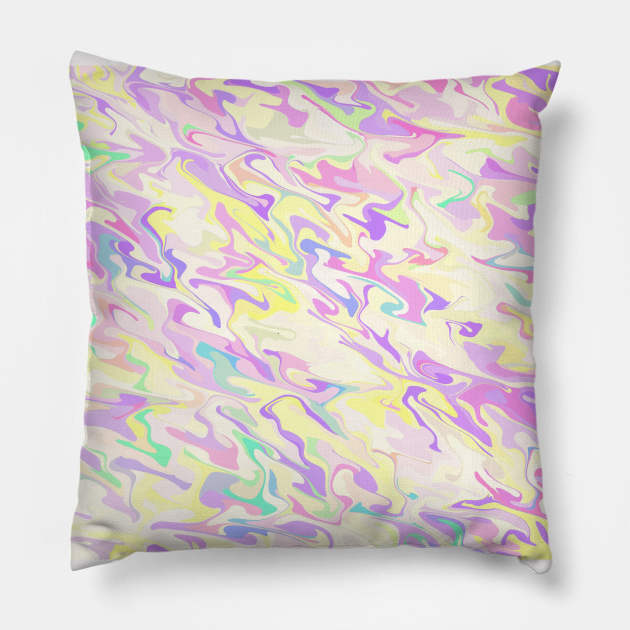Vibrant Pink and Yellow Trippy Wavy Pattern Pillow by Kaleiope_Studio