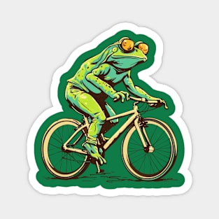 Funny Frog On A Bike Magnet