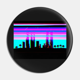 Cyan glitched city Pin