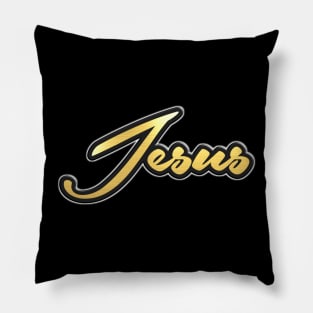 Shiny black and Gold JESUS word ver4 Pillow