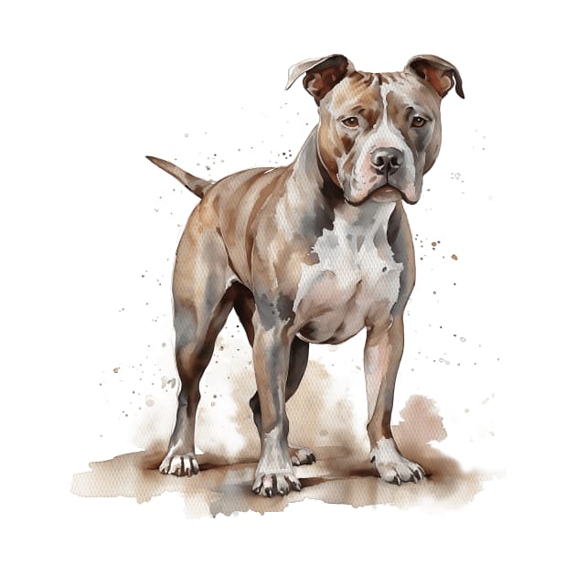 Pit Bull Watercolor Style by Gadsengarland.Art