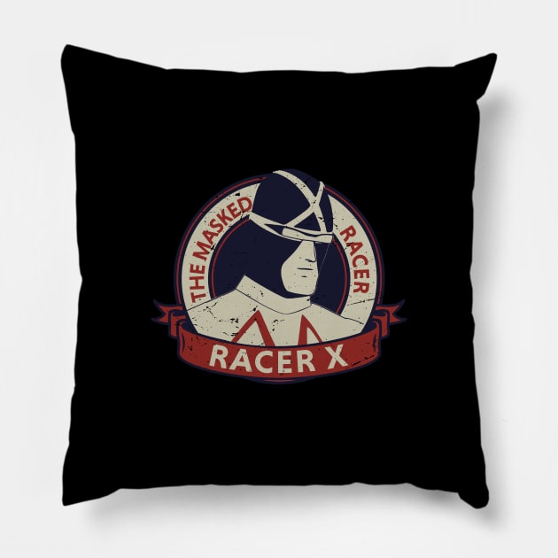 The masked Racer - Retro VIntage Pillow by HANASUISI