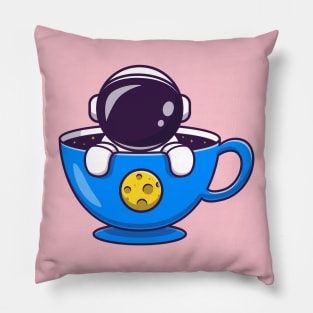 Cute Astronaut In Cup Cartoon Pillow