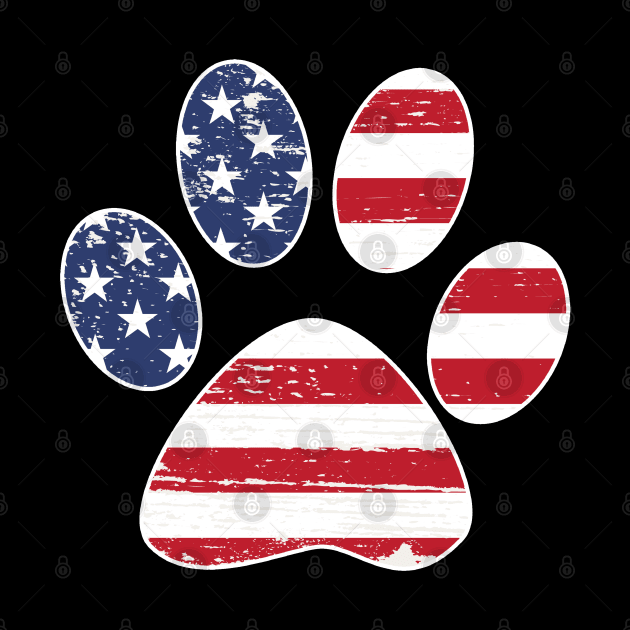 Dog Paw Print, American Flag by RobertDan