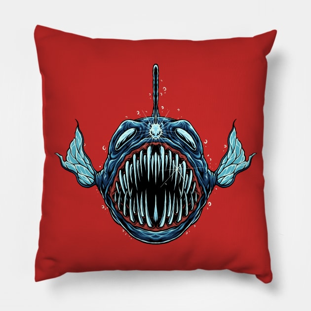 Predator fish with blue light Pillow by Mako Design 