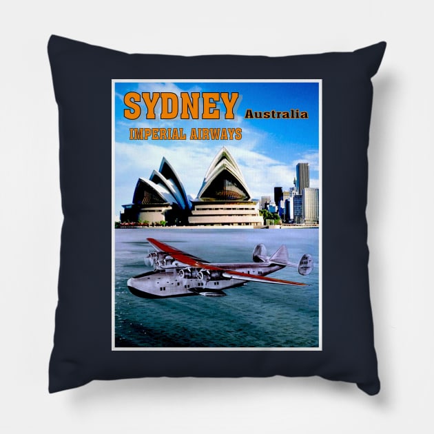 Sydney Australia Imperial Airways Travel and Tourism Advertising Print Pillow by posterbobs