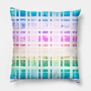 Pastel Rainbow Watercolor Gingham Pillow