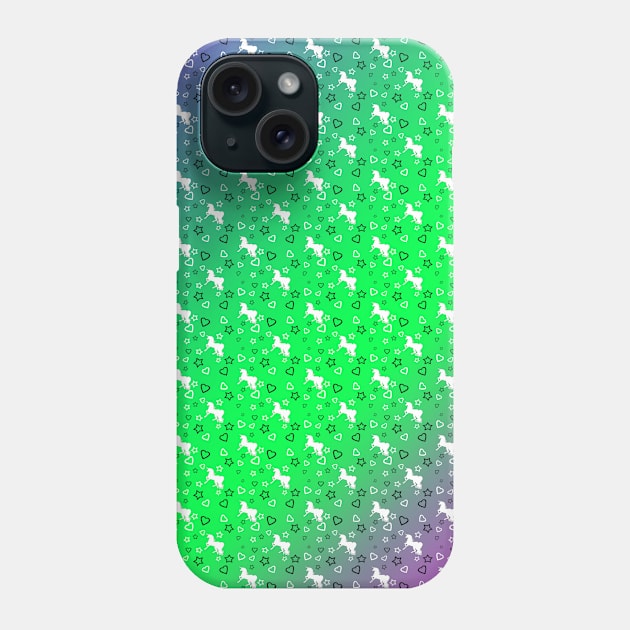 Black Unicorn Pattern (Blue & Pink) Phone Case by BlakCircleGirl