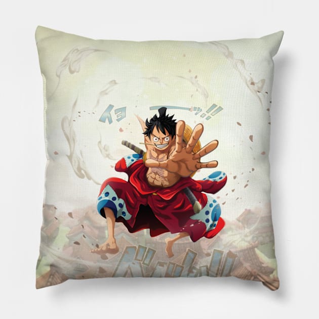 LUFFY - T-SHIRT p45 Pillow by Huko