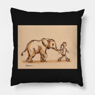 Best Friends: Elephant Watercolor Painting #21 Pillow