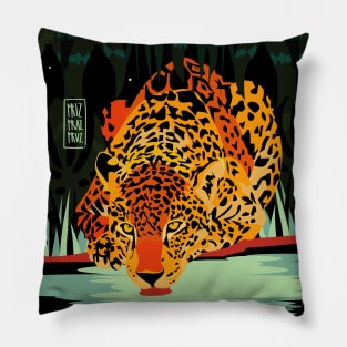 Wild Jaguar at Night Pillow