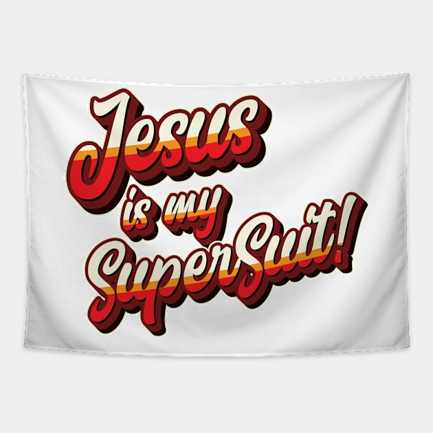 Jesus is my SuperSuit Tapestry by CamcoGraphics