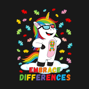 Embrace Differences Autism Awareness Puzzle T-Shirt