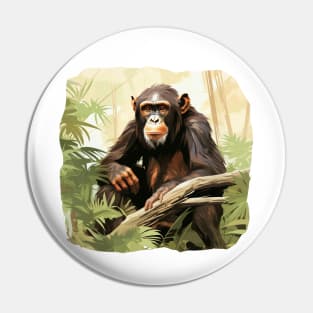 Cute Chimpanzee In Jungle Pin