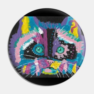 Colorful abstract cat face  art Pin