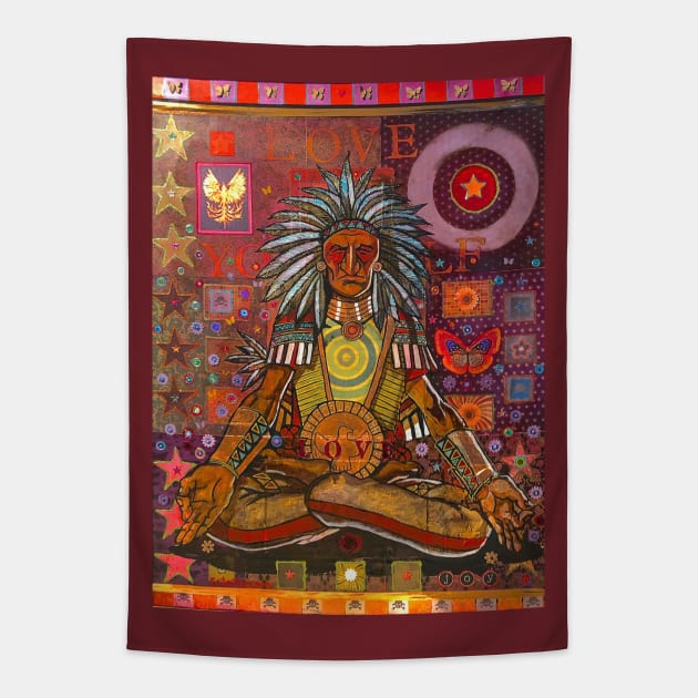 Meditating Indian Chief Tapestry by Raybomusic01