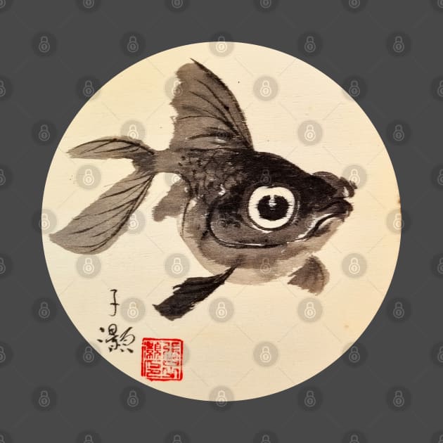 Cute-eye Black Goldfish by Huluhua