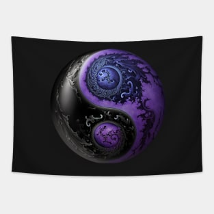 Yin Yang - Black & Purple Tapestry