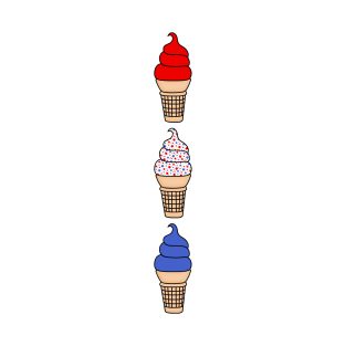 Red and Blue Ice Cream Cones, and White with Red and Blue Sprinkles T-Shirt