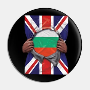 Bulgaria Flag Great Britain Flag Ripped - Gift for Bulgarian From Bulgaria Pin