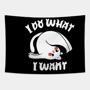 I do what I want funny cat Tapestry