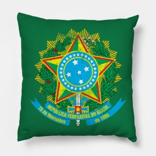 Brazil / Vintage Look Faded Flag Design Pillow