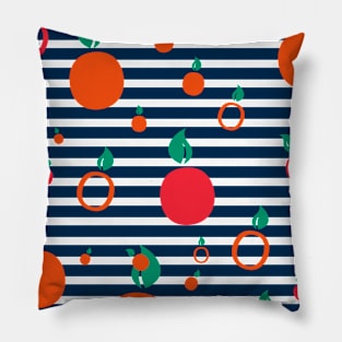 Cute fruits summer pattern orange navy Pillow