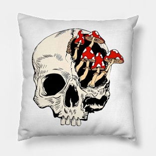 Skull Skeleton Mushroom Halloween Pillow