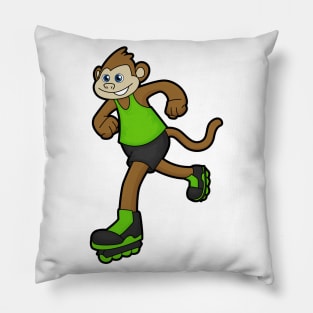 Monkey as Skater with Inline skates Pillow