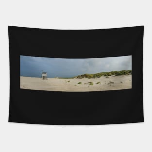 Emergency shelter on the beach of Terschelling, Netherlands Tapestry