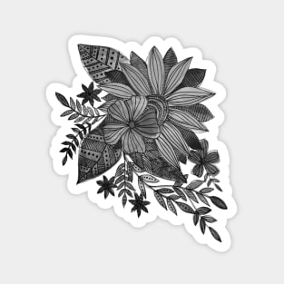 Watercolor sunflowers - black and white Magnet