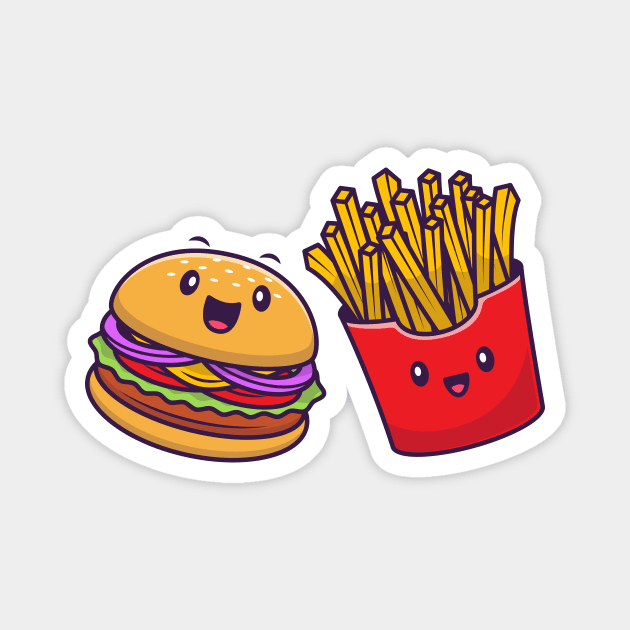 Cute Burger And French Fries Magnet by Catalyst Labs