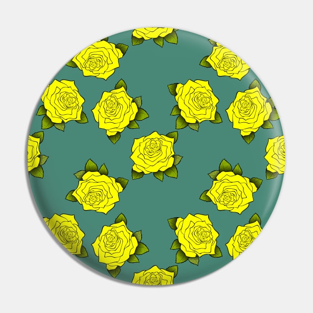 Yellow Roses Pattern in Alexandrite Color Pin by aybe7elf