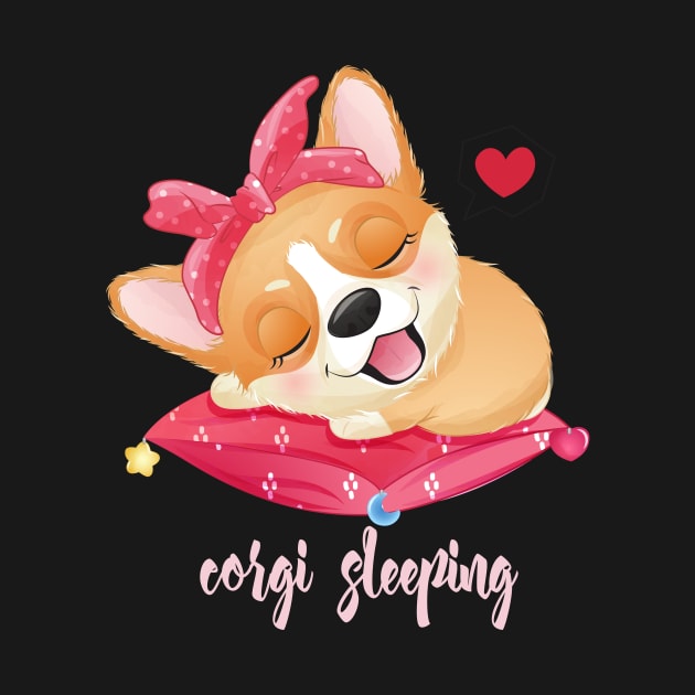 cute little corgi sleeping pillow tshirt by Tshirt lover 1