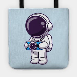 Cute Astronaut With Camera Cartoon Tote