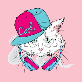 Cute DJ Cat with Cool Hat T-Shirt