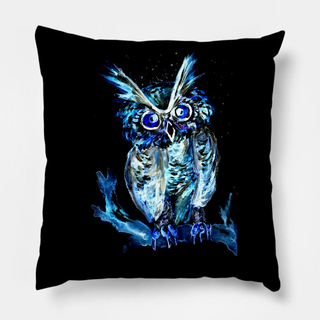 Little Blue Owl Pillow by ZeichenbloQ