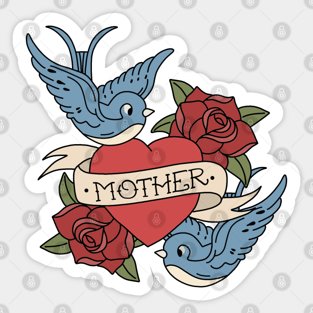 Vintage heart tattoo - Mother - Mother - Sticker | TeePublic Vintage heart tattoo - Mother - Mother - Sticker | TeePublic