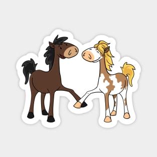 Best friends - two cute cartoon horses Magnet