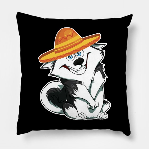 Cute dog alaska mexico cinco de mayo Pillow by franzaled