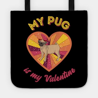 My pug is my Valentine - a retro vintage design Tote