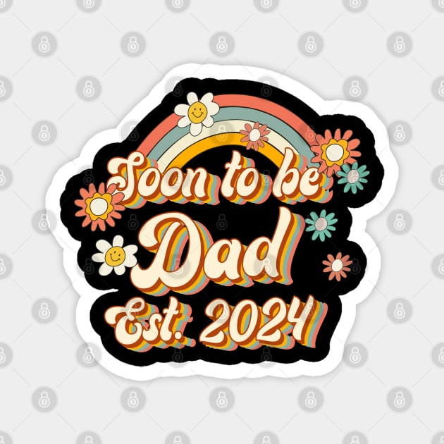 Soon To Be Dad Est. 2024 Family 60s 70s Hippie Costume Magnet by Rene	Malitzki1a