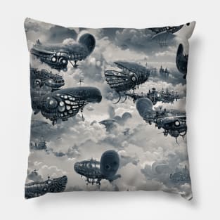 Busy traffic in the sky, monochrome Pillow